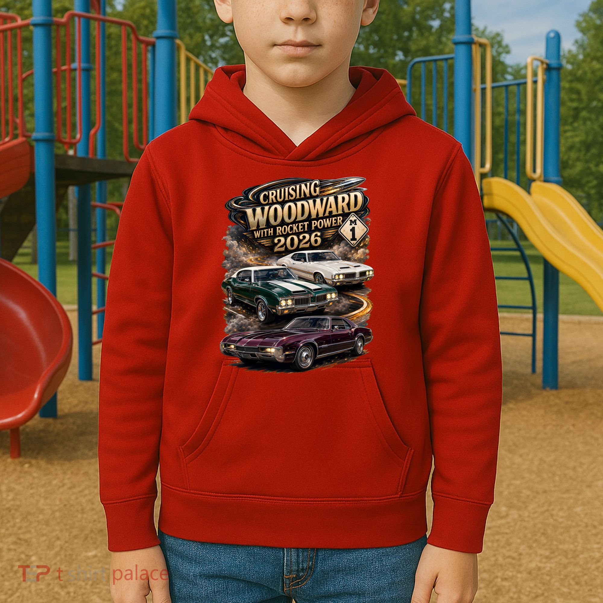 Rocket Power 2026 Woodward Ave M1 Car Cruise Kids Hoodie