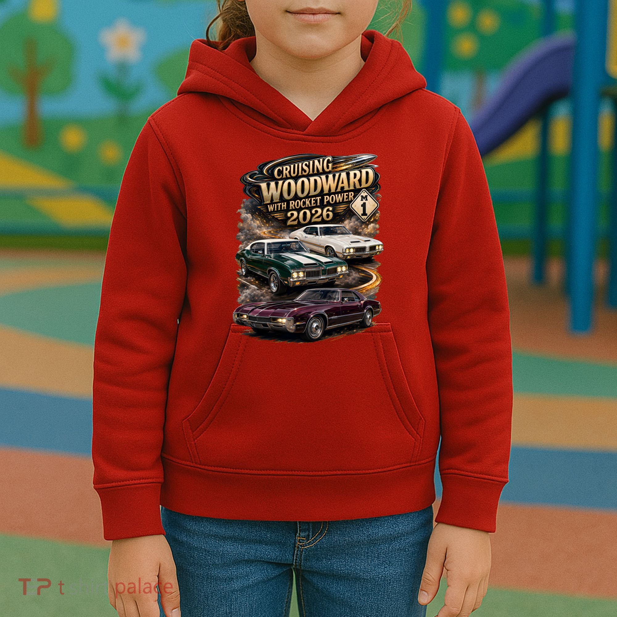 Rocket Power 2026 Woodward Ave M1 Car Cruise Kids Hoodie