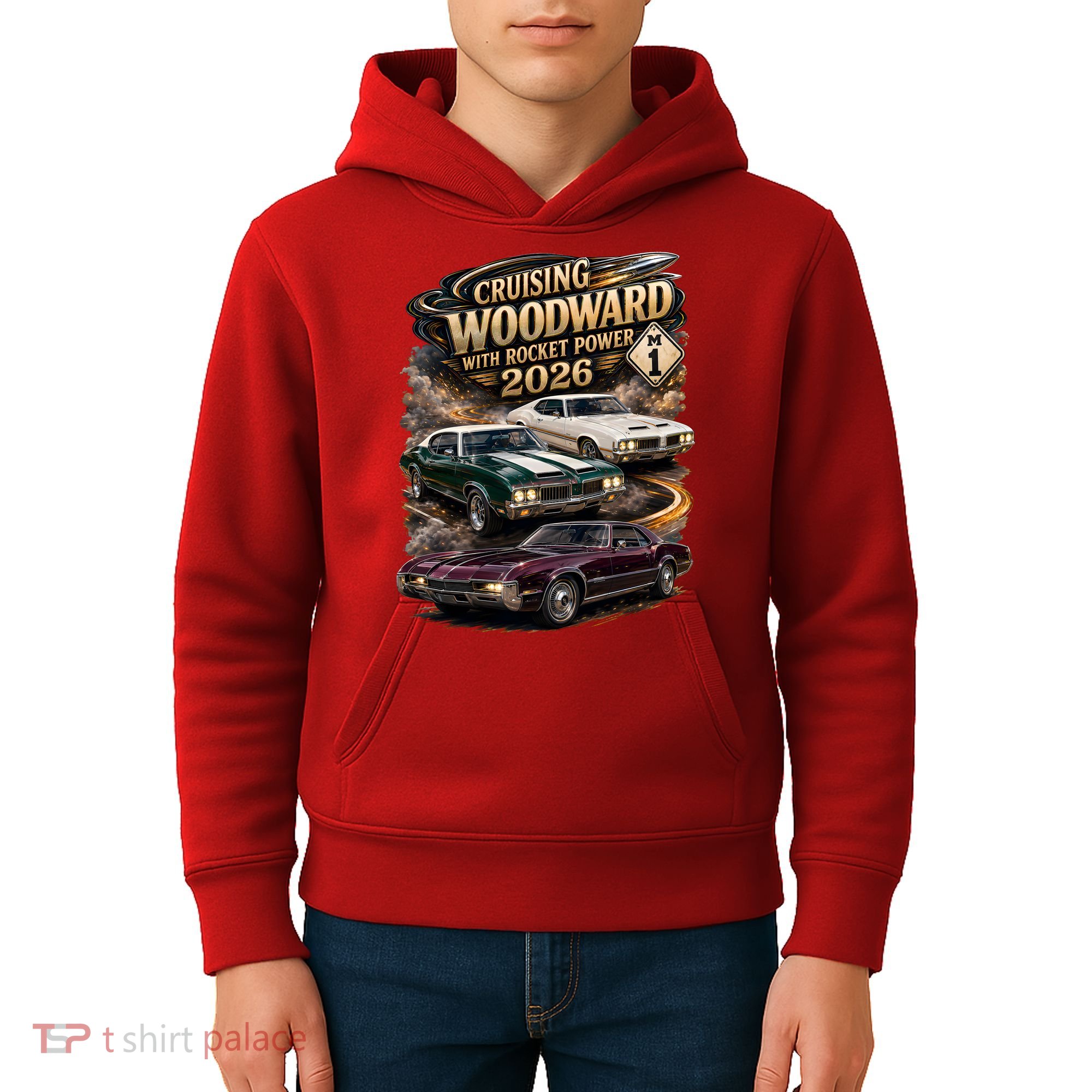 Rocket Power 2026 Woodward Ave M1 Car Cruise Kids Hoodie