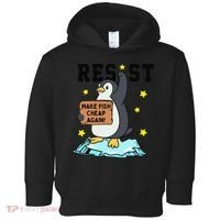 Resist Penguin Activism Graphic Make Fish Cheap Again Toddler Hoodie thumb 0