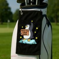 Resist Penguin Activism Graphic Make Fish Cheap Again Golf Towel thumb 2