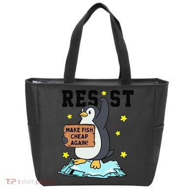 Resist Penguin Activism Graphic Make Fish Cheap Again Tote Bag
