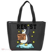 Resist Penguin Activism Graphic Make Fish Cheap Again Tote Bag thumb 0