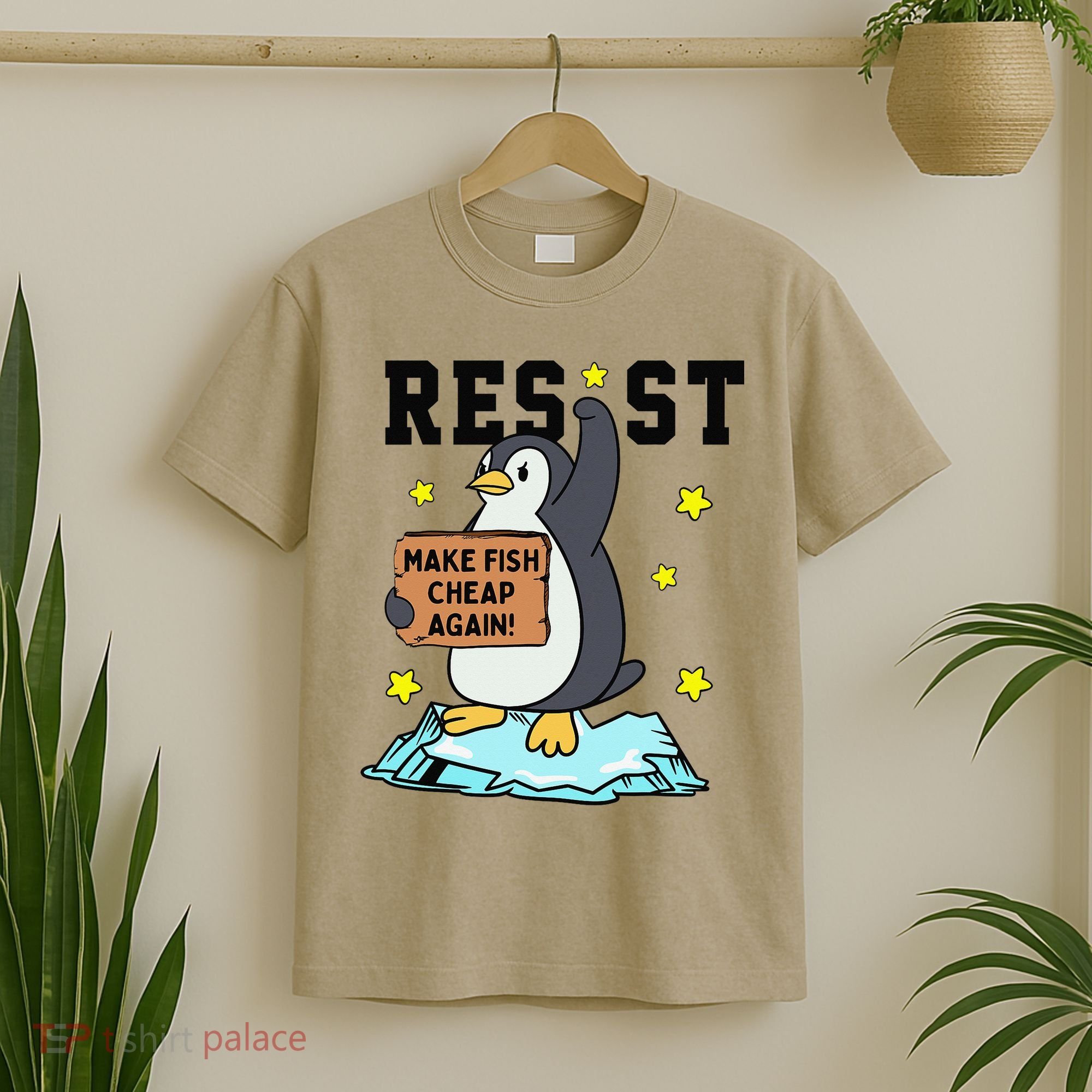 Resist Penguin Activism Graphic Make Fish Cheap Again T-Shirt