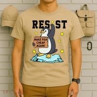 Resist Penguin Activism Graphic Make Fish Cheap Again T-Shirt thumb 6