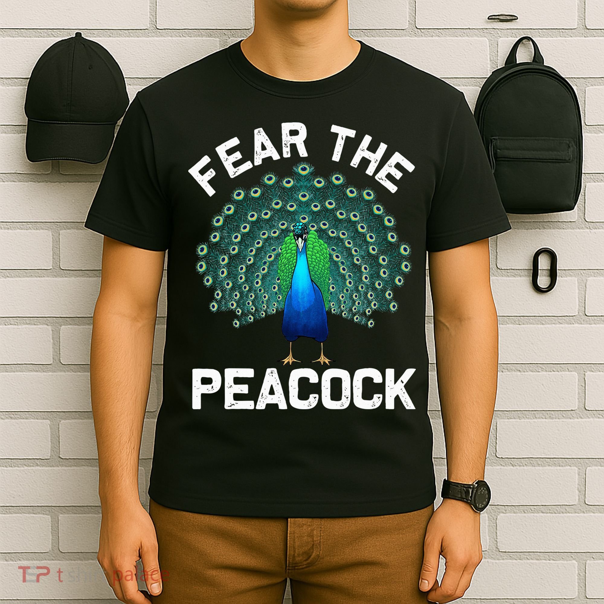 retro Peacock Art For  Colorful Peacock Bird Lover T-Shirt