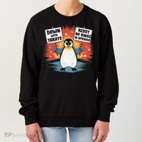Resist Penguins Activism Funny Penguins Protest Tariffs Women's Sweatshirt thumb 0