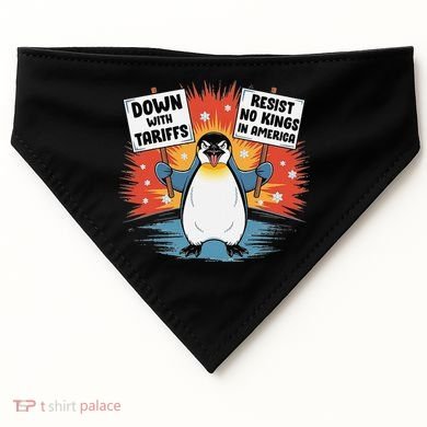 Resist Penguins Activism Funny Penguins Protest Tariffs USA-Made Doggie Bandana