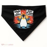 Resist Penguins Activism Funny Penguins Protest Tariffs USA-Made Doggie Bandana thumb 0
