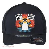 Resist Penguins Activism Funny Penguins Protest Tariffs Flexfit Unipanel Trucker Cap thumb 0