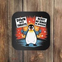 Resist Penguins Activism Funny Penguins Protest Tariffs Coaster thumb 0