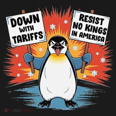 Resist Penguins Activism Funny Penguins Protest Tariffs Flat Bill Trucker Hat