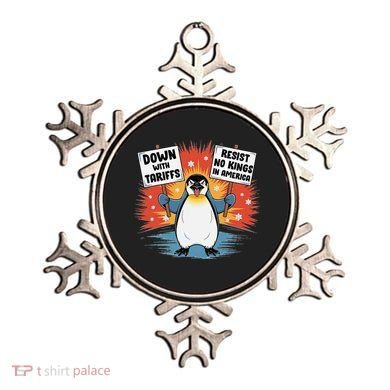 Resist Penguins Activism Funny Penguins Protest Tariffs Ornament