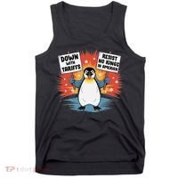 Resist Penguins Activism Funny Penguins Protest Tariffs Tank Top thumb 0