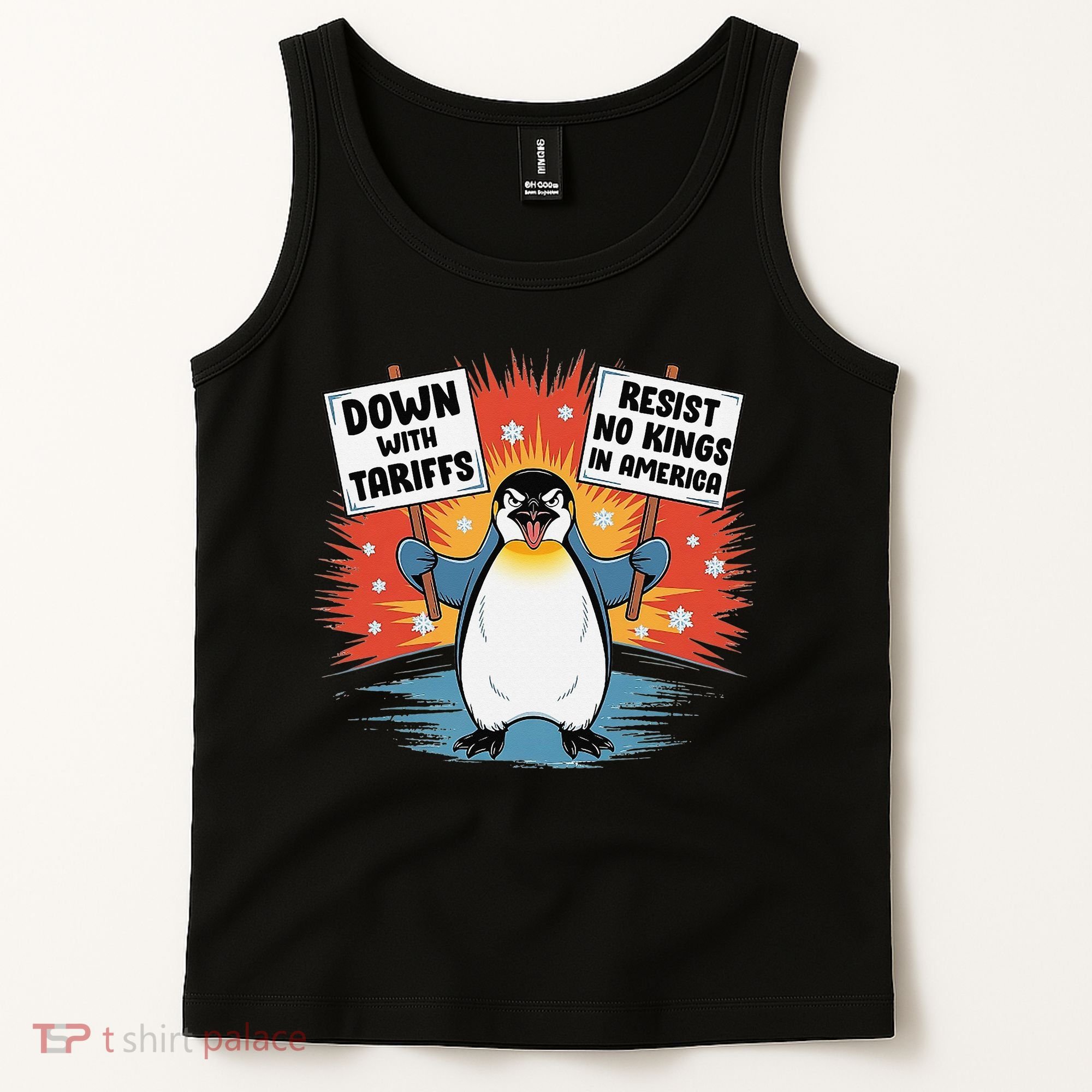 Resist Penguins Activism Funny Penguins Protest Tariffs Tank Top