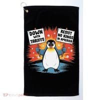 Resist Penguins Activism Funny Penguins Protest Tariffs Golf Towel thumb 0
