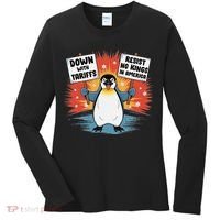 Resist Penguins Activism Funny Penguins Protest Tariffs Women's Long Sleeve Shirt thumb 0