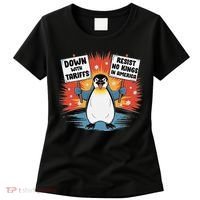 Resist Penguins Activism Funny Penguins Protest Tariffs Women's T-Shirt thumb 0