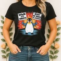 Resist Penguins Activism Funny Penguins Protest Tariffs Women's T-Shirt thumb 2