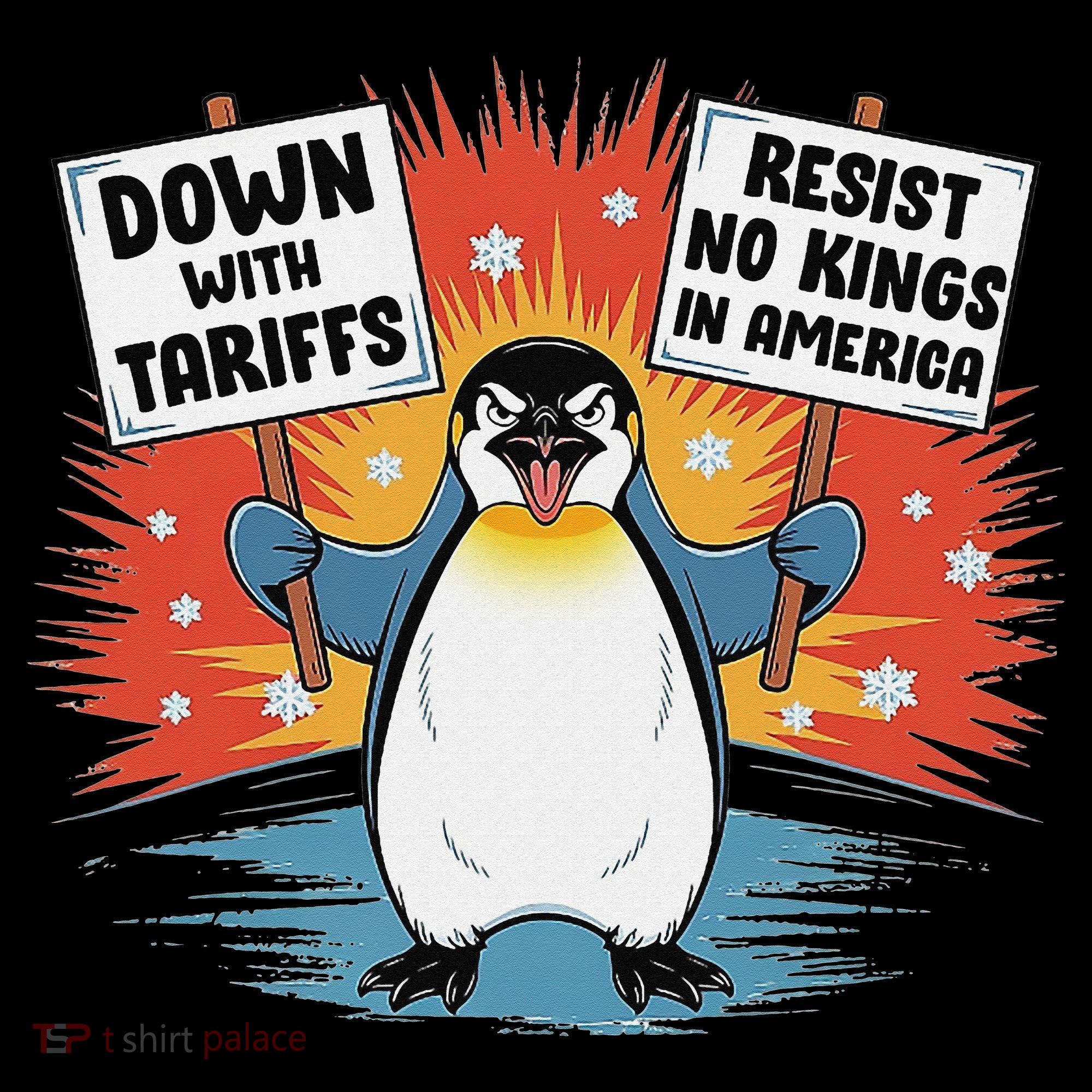 Resist Penguins Activism Funny Penguins Protest Tariffs Kids Sweatshirt