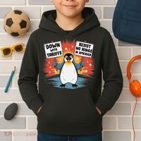 Resist Penguins Activism Funny Penguins Protest Tariffs Kids Hoodie thumb 2