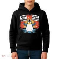 Resist Penguins Activism Funny Penguins Protest Tariffs Kids Hoodie thumb 4