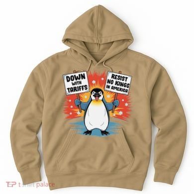 Resist Penguins Activism Funny Penguins Protest Tariffs Hoodie