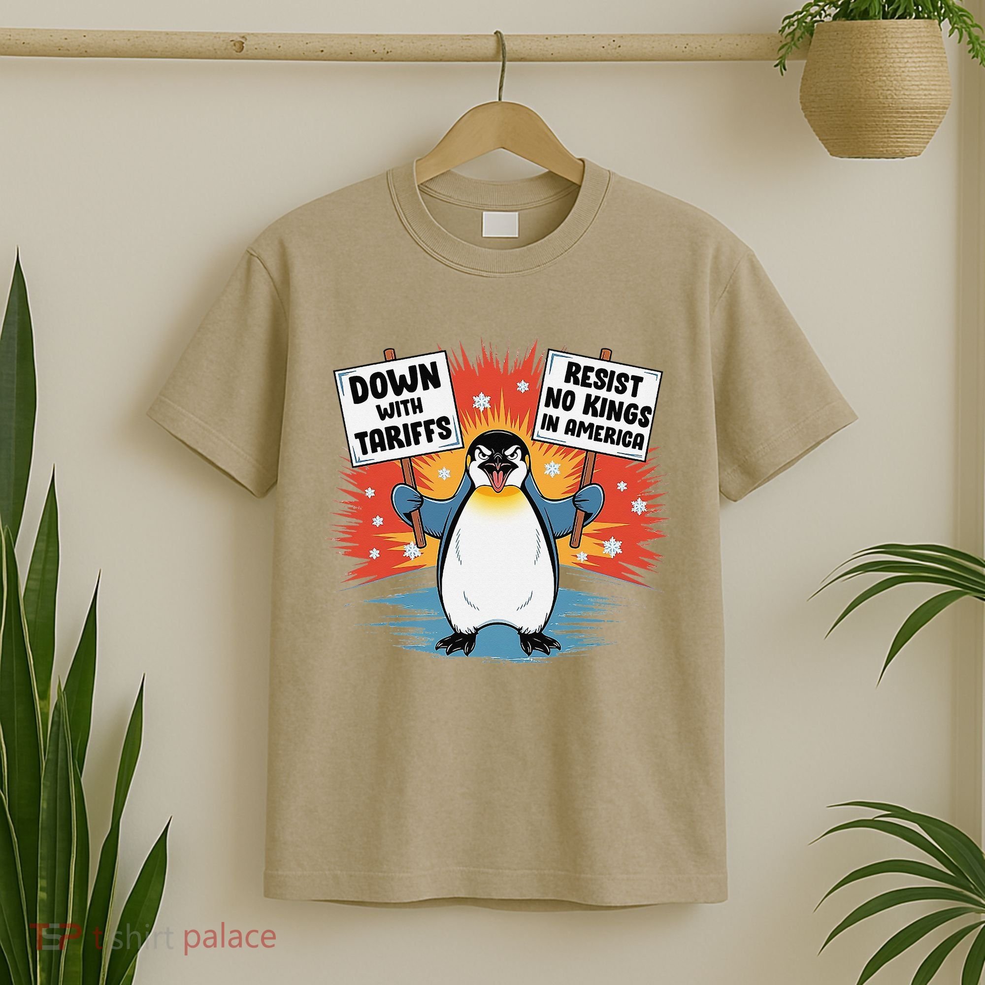 Resist Penguins Activism Funny Penguins Protest Tariffs T-Shirt