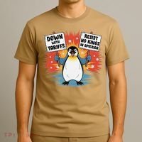 Resist Penguins Activism Funny Penguins Protest Tariffs T-Shirt thumb 3