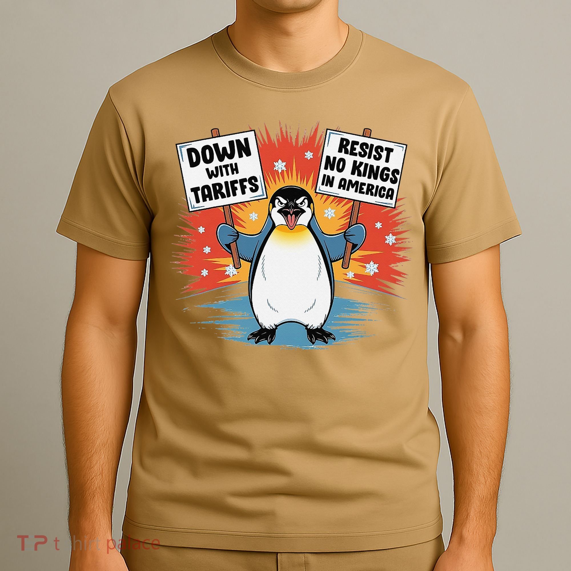 Resist Penguins Activism Funny Penguins Protest Tariffs T-Shirt