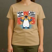 Resist Penguins Activism Funny Penguins Protest Tariffs T-Shirt thumb 4