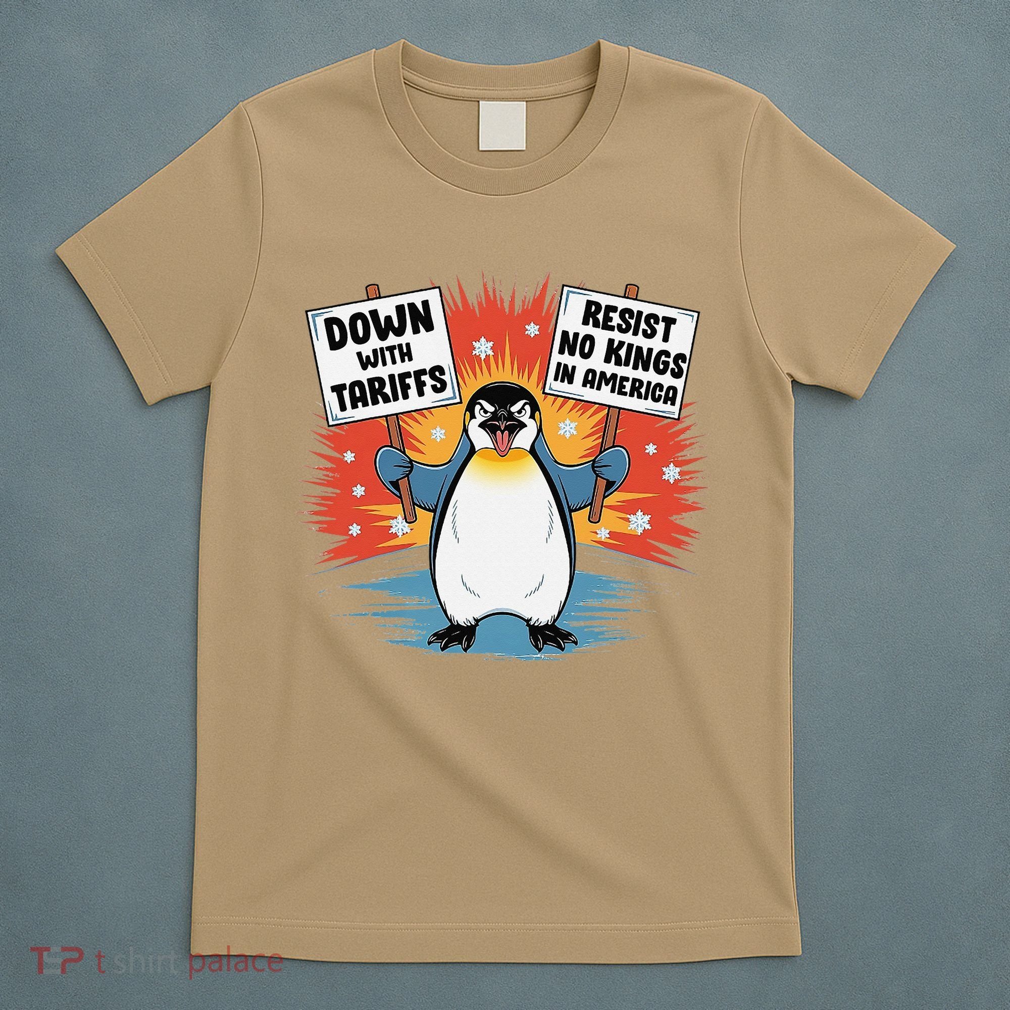 Resist Penguins Activism Funny Penguins Protest Tariffs T-Shirt