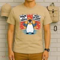 Resist Penguins Activism Funny Penguins Protest Tariffs T-Shirt thumb 6