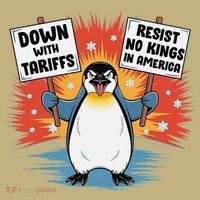 Resist Penguins Activism Funny Penguins Protest Tariffs Mousepad thumb 1