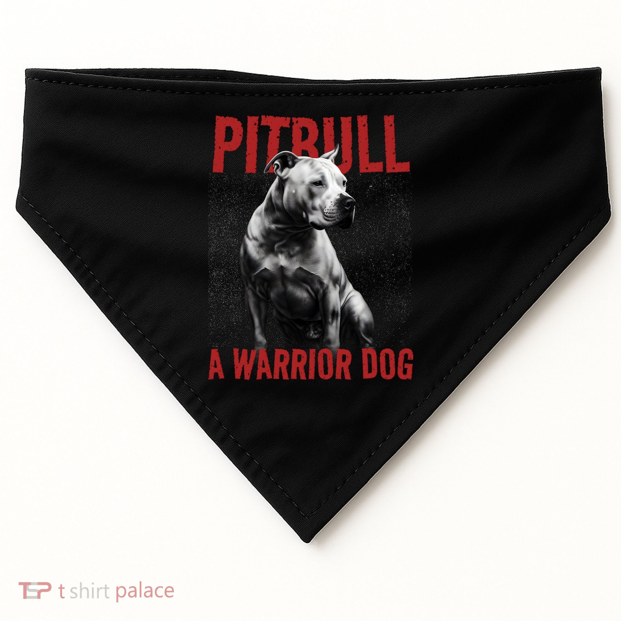 Realistic Pitbull A Warrior Dog USA-Made Doggie Bandana