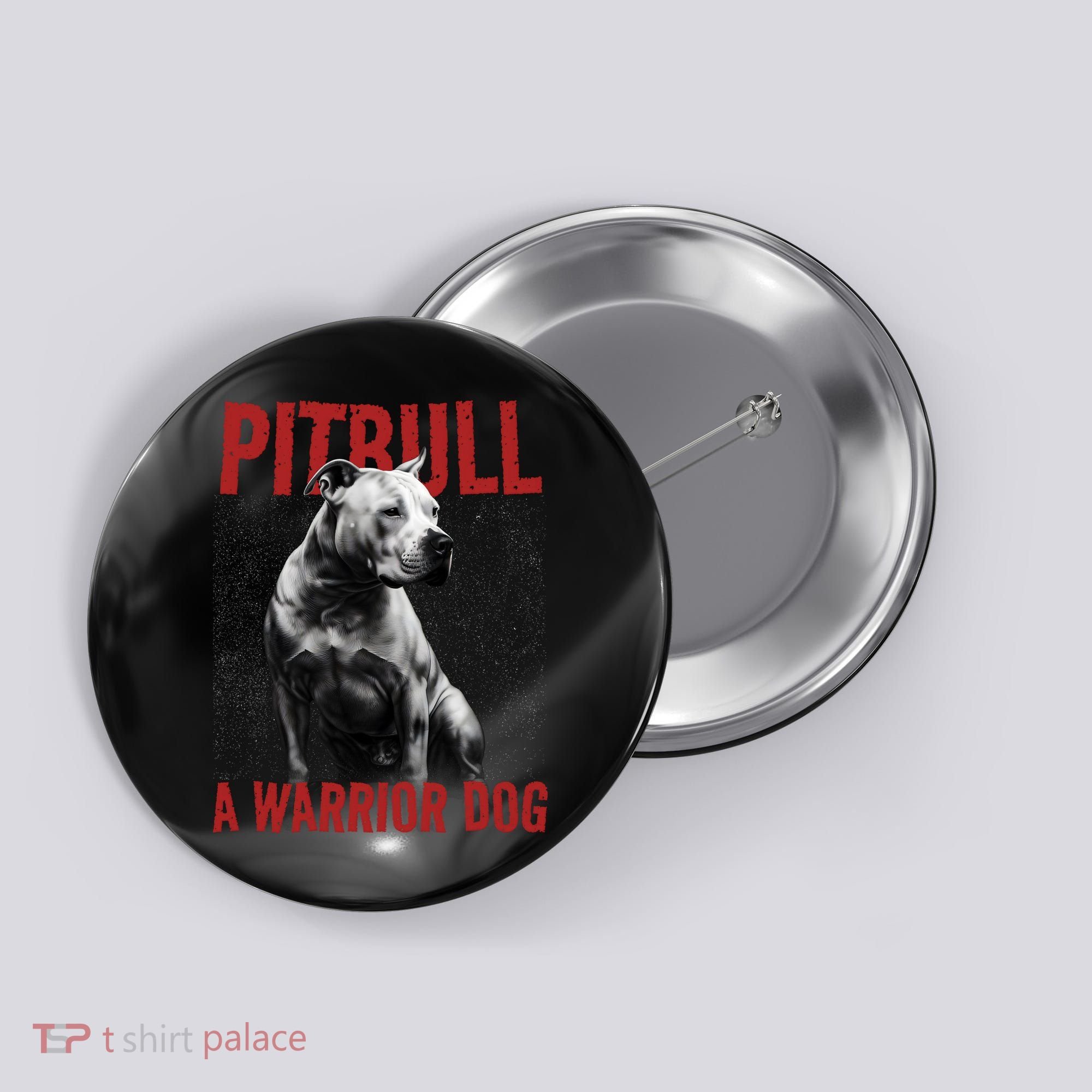 Realistic Pitbull A Warrior Dog Button