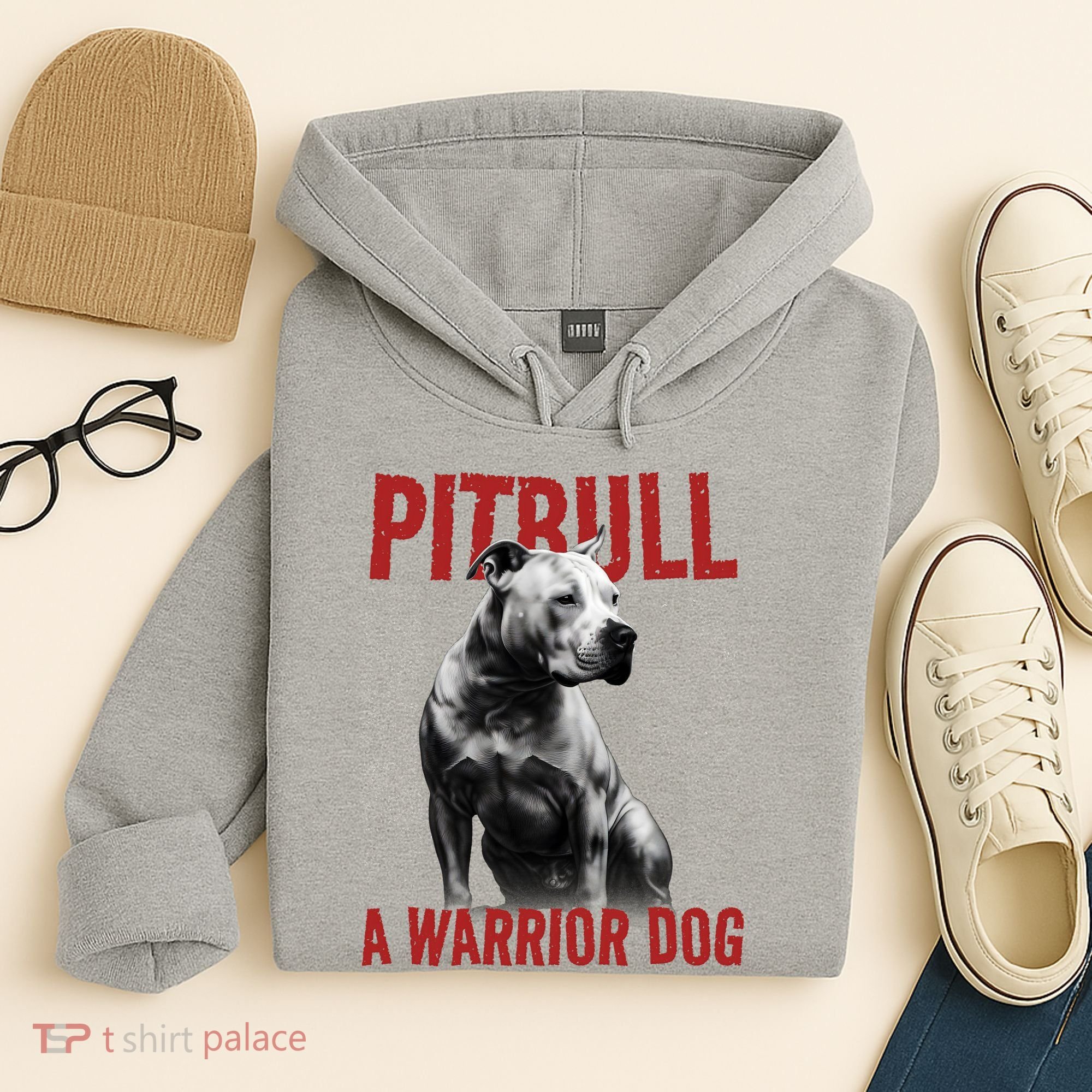 Realistic Pitbull A Warrior Dog Hoodie
