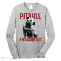 Realistic Pitbull A Warrior Dog Long Sleeve Shirt thumb 0