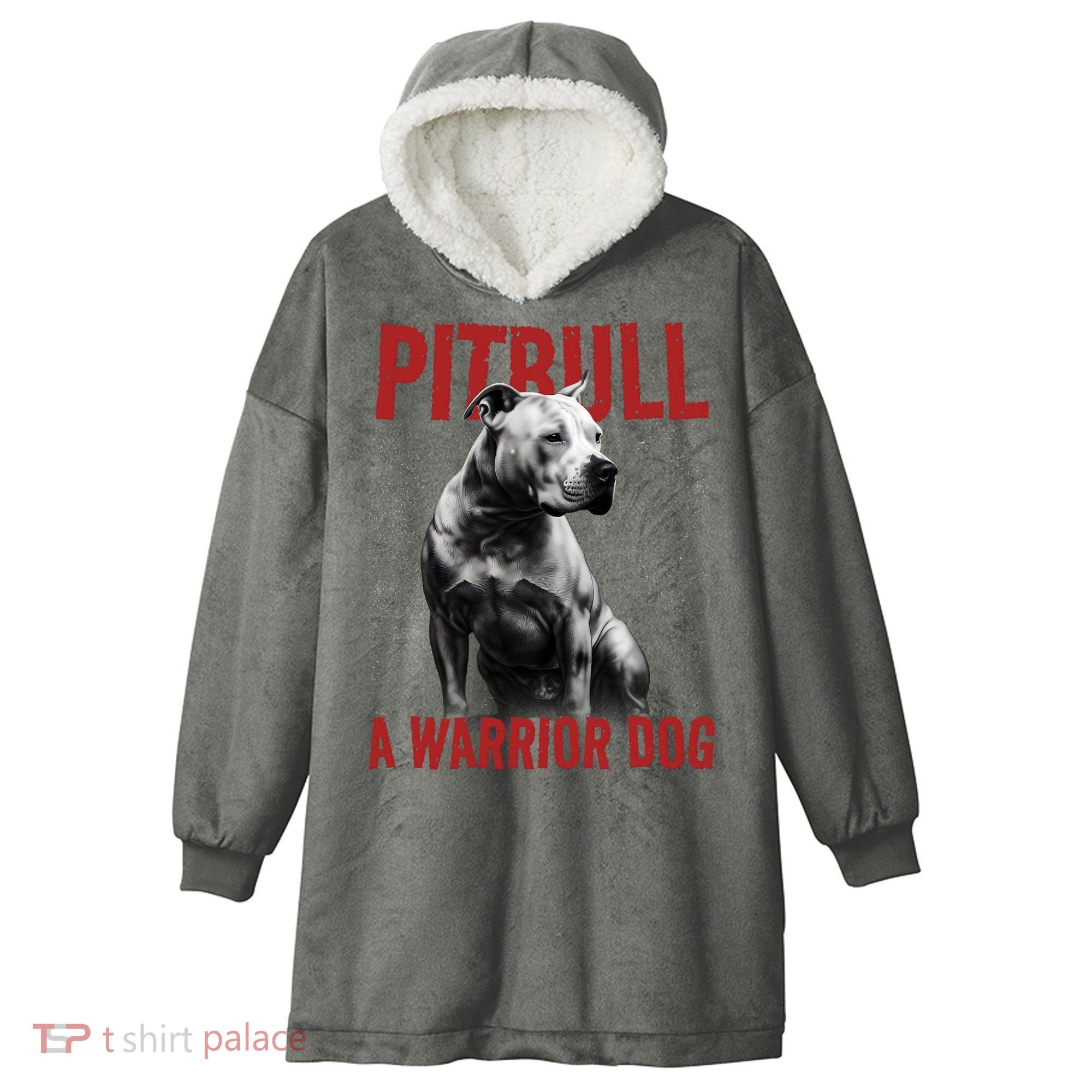 Realistic Pitbull A Warrior Dog Hooded Wearable Blanket