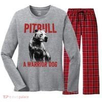 Realistic Pitbull A Warrior Dog Women's Long Sleeve Flannel Pajama Set  thumb 0