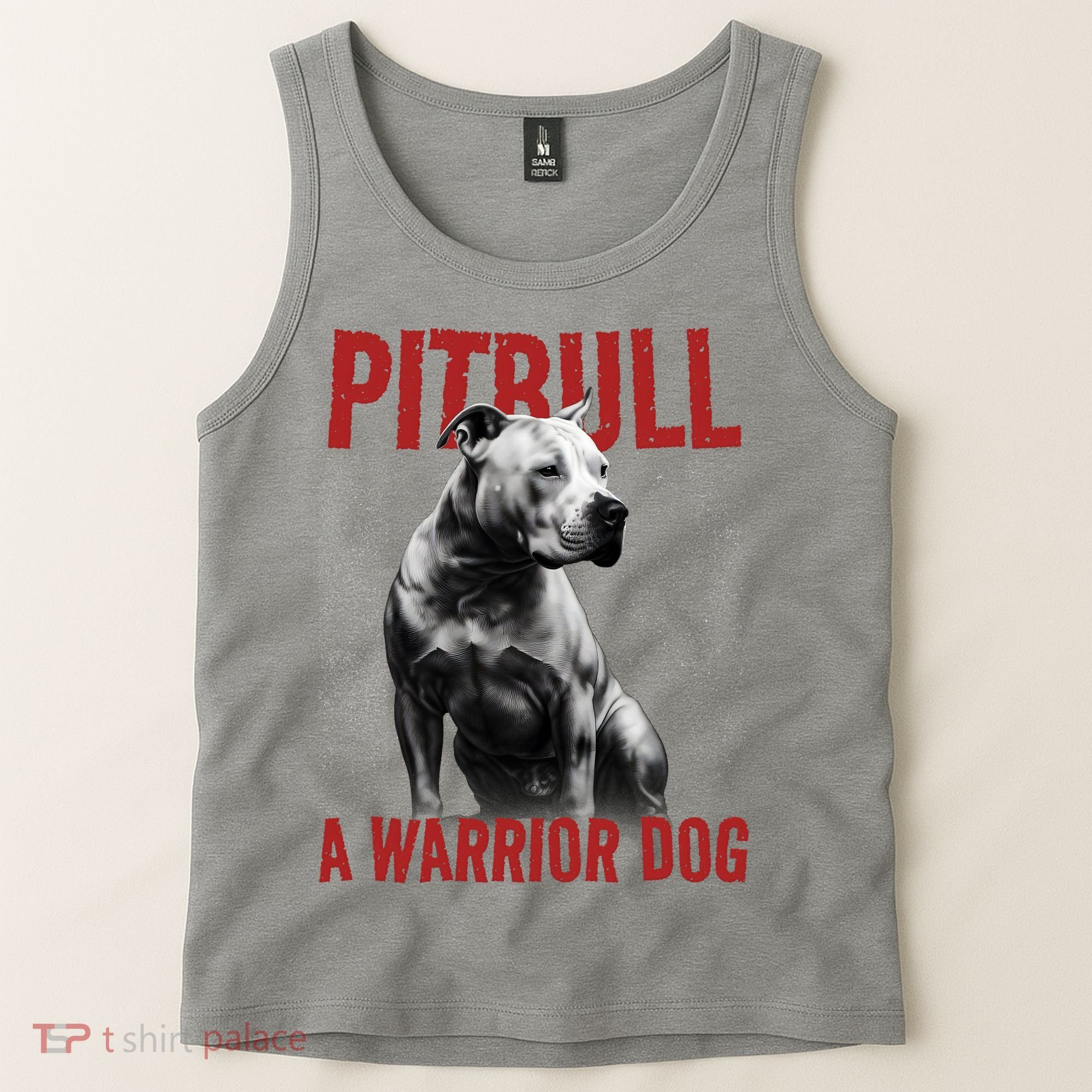 Realistic Pitbull A Warrior Dog Tank Top