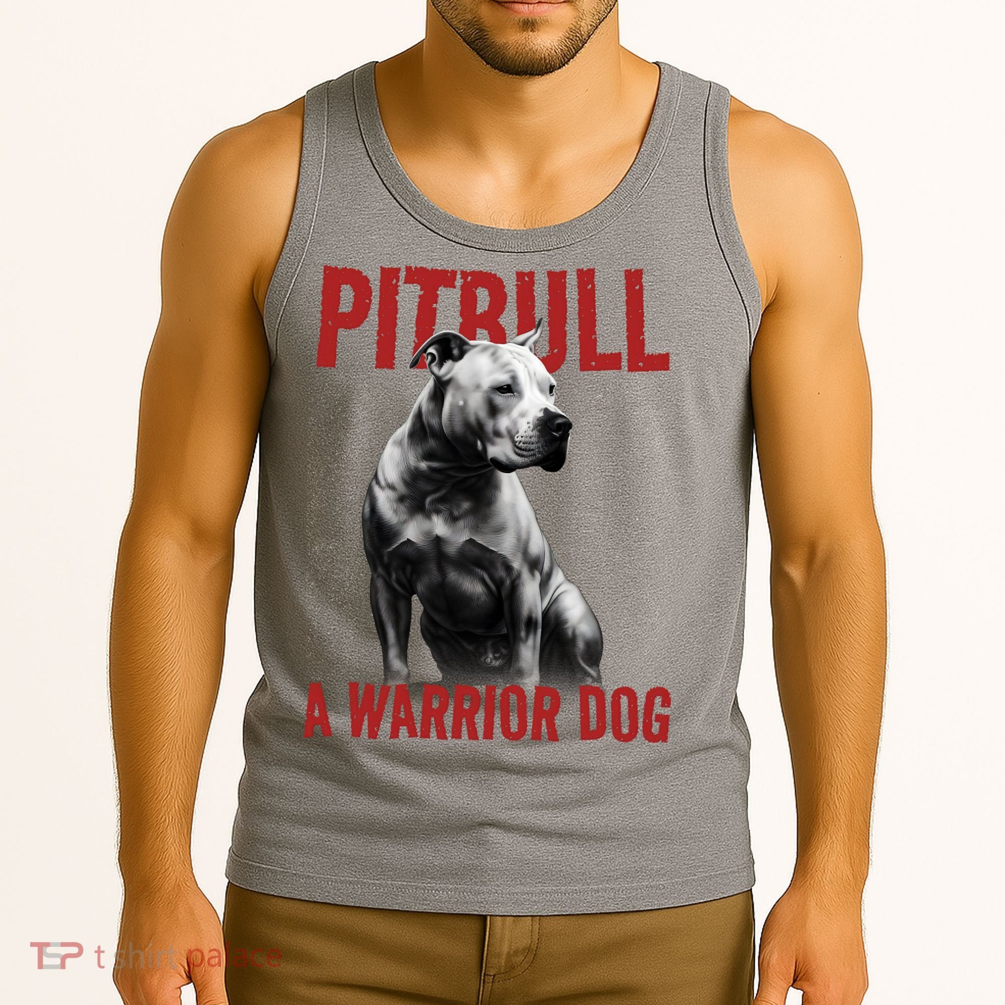 Realistic Pitbull A Warrior Dog Tank Top