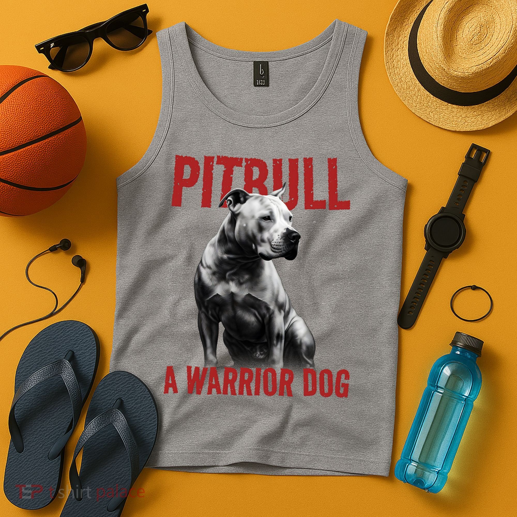 Realistic Pitbull A Warrior Dog Tank Top