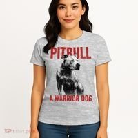 Realistic Pitbull A Warrior Dog Women's T-Shirt thumb 4