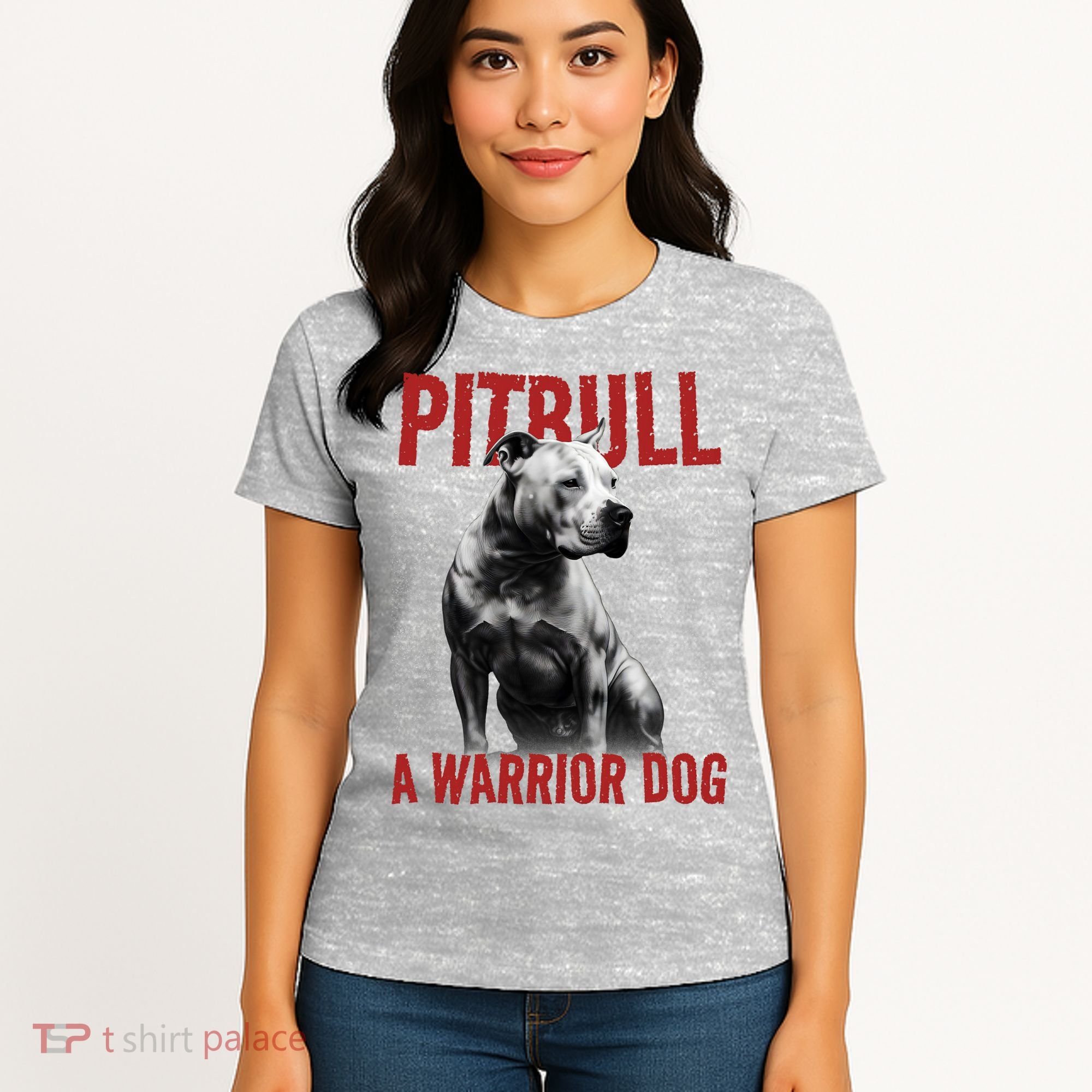 Realistic Pitbull A Warrior Dog Women's T-Shirt