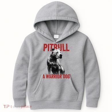 Realistic Pitbull A Warrior Dog Kids Hoodie