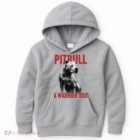 Realistic Pitbull A Warrior Dog Kids Hoodie thumb 0