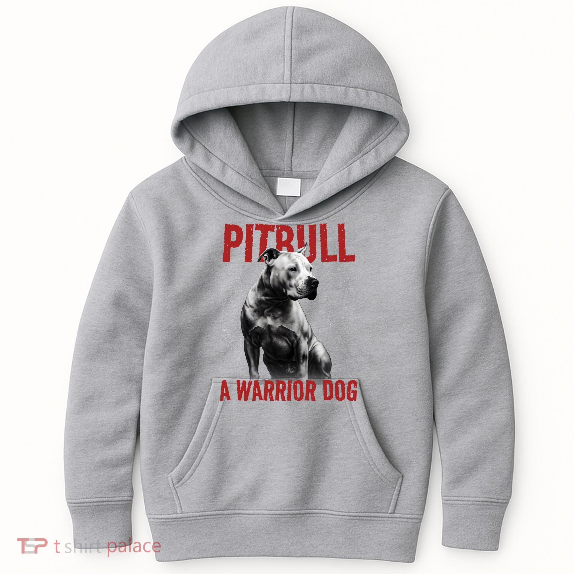 Realistic Pitbull A Warrior Dog Kids Hoodie