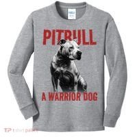 Realistic Pitbull A Warrior Dog Kids Long Sleeve Shirt thumb 0