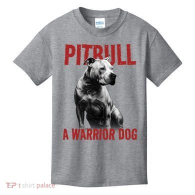Realistic Pitbull A Warrior Dog Kids T-Shirt